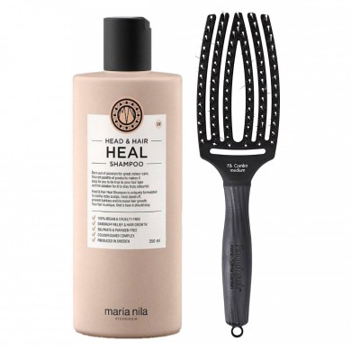 Maria Nila Heal Shampoo & Olivia Garden Fingerbrush Zwart Set